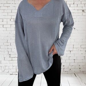 Cozy Gray Waffle Knit Sweater